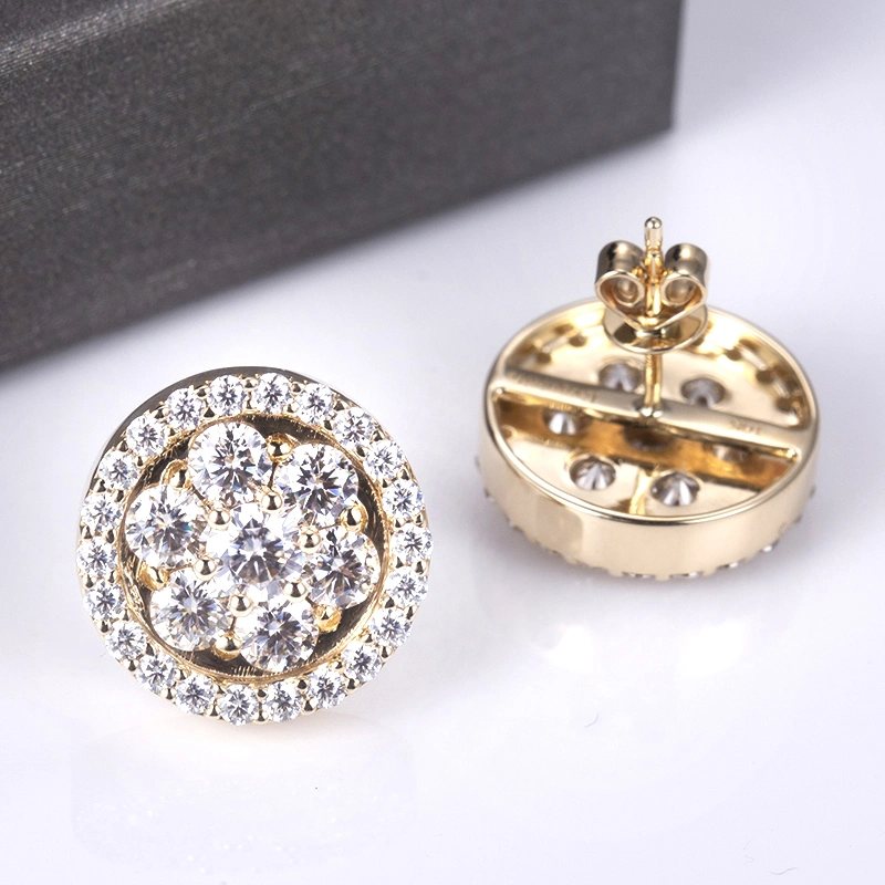 Messi Gems Snow Flower Lady Gift 10K Gold Moissanite Stud Earrings