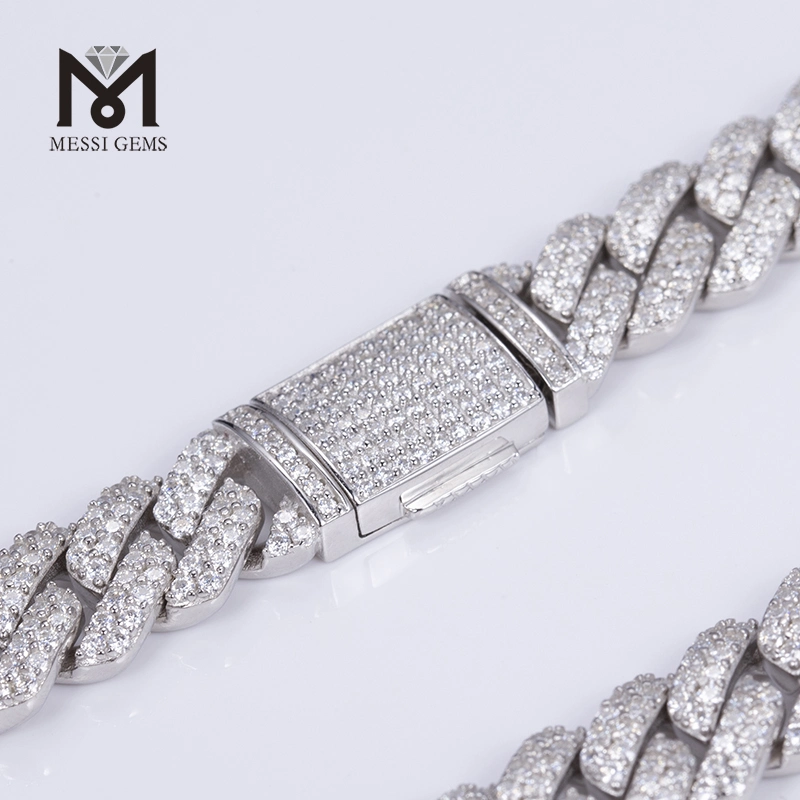 Ms-511 10mm 12mm Width 18inch 20inch 22inch 24inch Length 925 Sterling Silver Moissanite Diamonds Hip Hop Cuban Chain Link