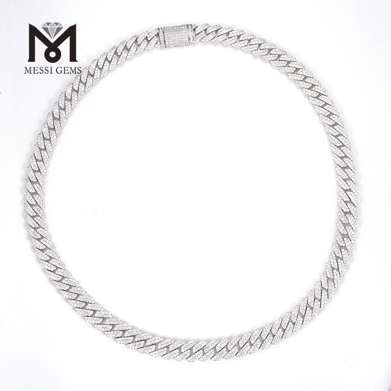 Ms-511 10mm 12mm Width 18inch 20inch 22inch 24inch Length 925 Sterling Silver Moissanite Diamonds Hip Hop Cuban Chain Link