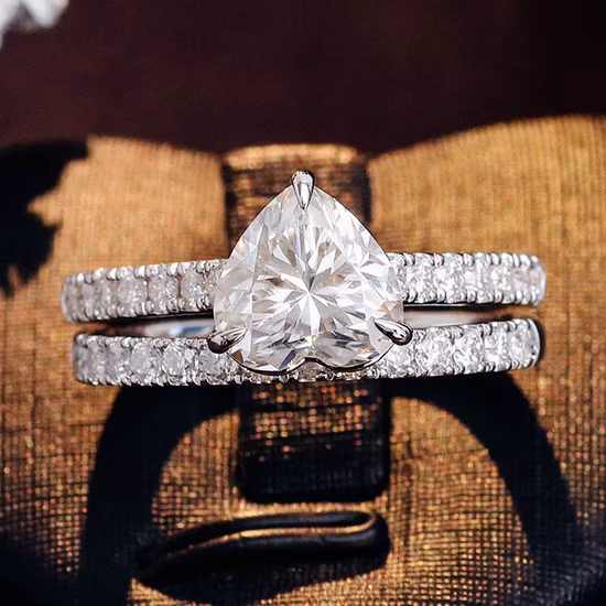 Wholesale Women Fashion Engagement Ring 1.5CT Heart Shape Moissanite Moissanite 14K Gold Rings