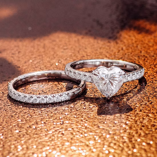 Wholesale Women Fashion Engagement Ring 1.5CT Heart Shape Moissanite Moissanite 14K Gold Rings