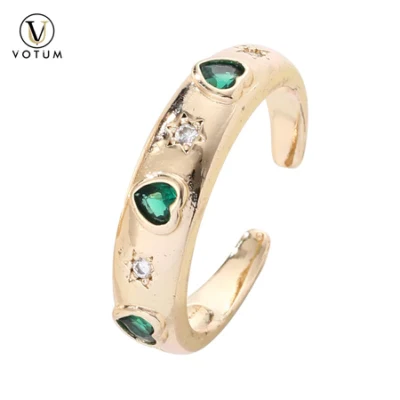 Votum Mode 925 Sterling Silber Schmuck Benutzerdefinierte 18 Karat vergoldet Diamant Herz Kristall Ring Großhandel Frauen Moissanit Schmuck