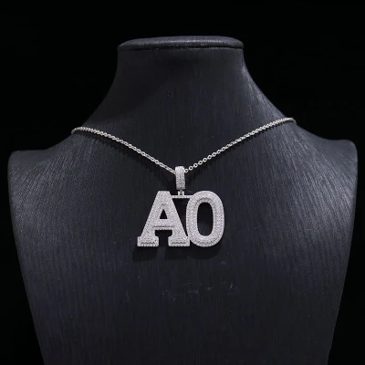 2 Zoll Großhandel voller Iced Out kundenspezifischer Silber-Moissanit-Anhänger Buchstabe Ao Man Hip Hop Anhänger Schmuck