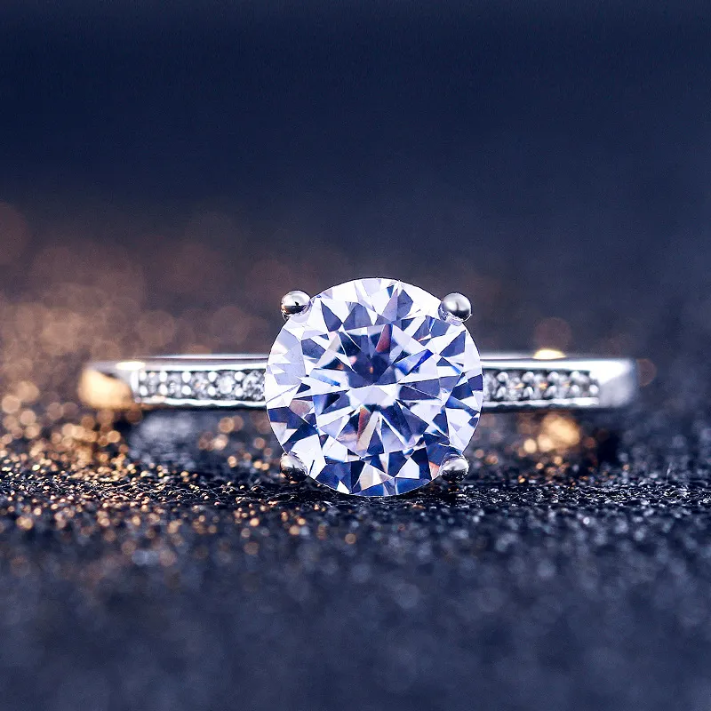 Moissanit-Verlobungsring im antiken Stil aus 925er Silber