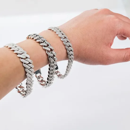 Xingyue Custom Iced Out 10 mm 12 mm 14 mm Zoll 925 Silber Gra Vvs Diamant Moissanit Cuban Link Armband für Herren